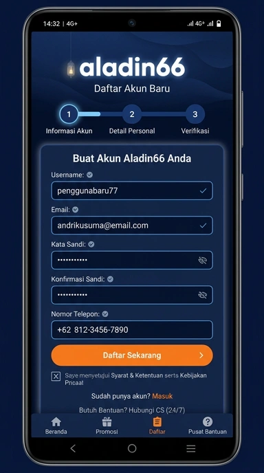 Registrasi Akun Baru di aladin66 Secara Mudah