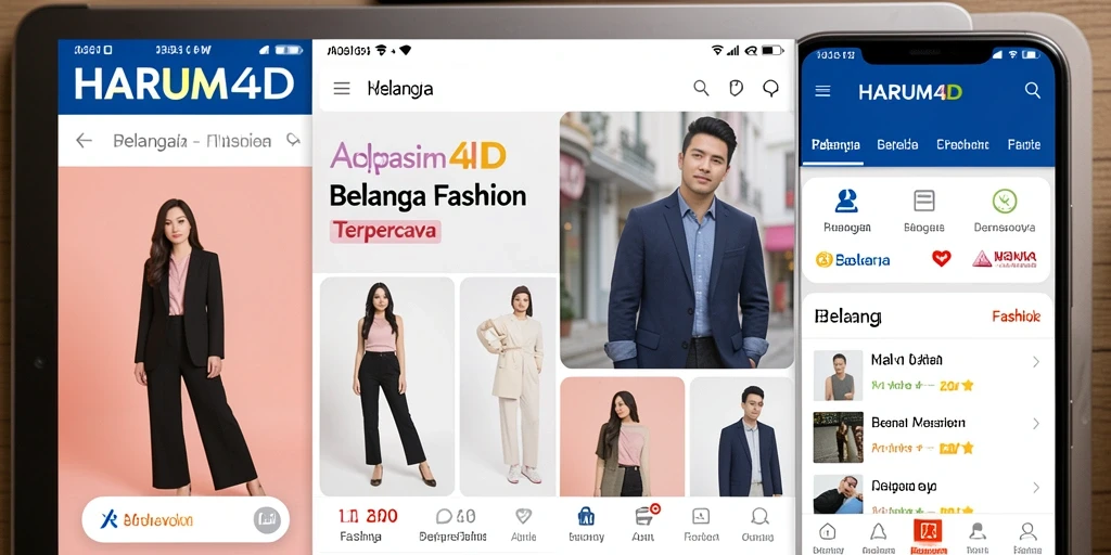 Tampilan antarmuka aplikasi Fashion HARUM4D yang modern dan menarik.