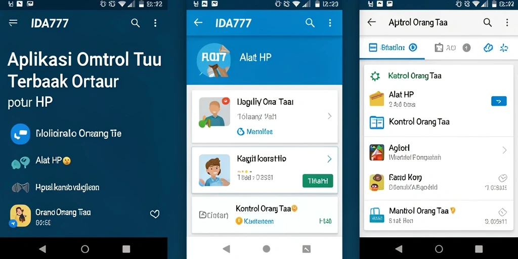 Tampilan antarmuka aplikasi Kontrol Orang Tua IDA777 yang intuitif.
