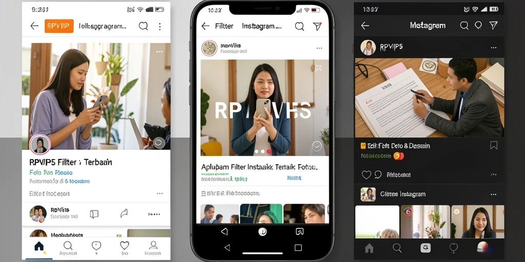 Antarmuka RPVIP5 menampilkan fitur filter Instagram yang intuitif dan menarik.